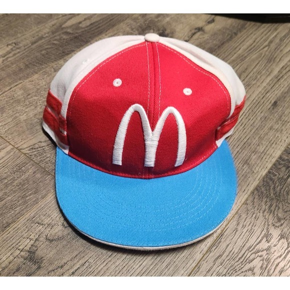 Vintage McDonalds 2 Stipe Bar Snapback Hat Cap - Picture 1 of 5